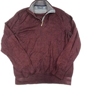 Club Room Men's Burgundy Marled Knit Quarter Zip Sweater Size L